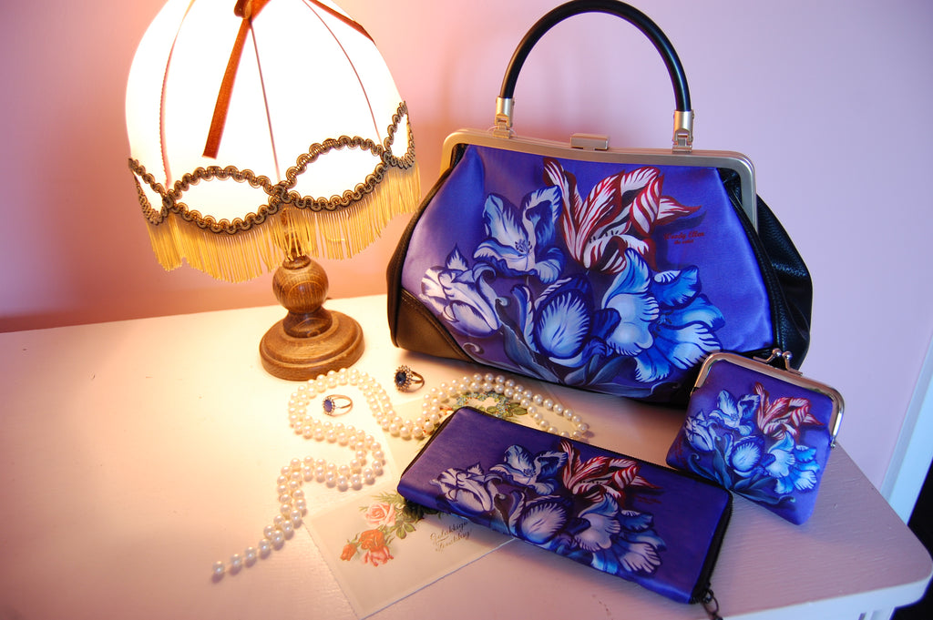 Handbag Set of 3, Porcelain Design, Handbag+Wallet+Coinpurse