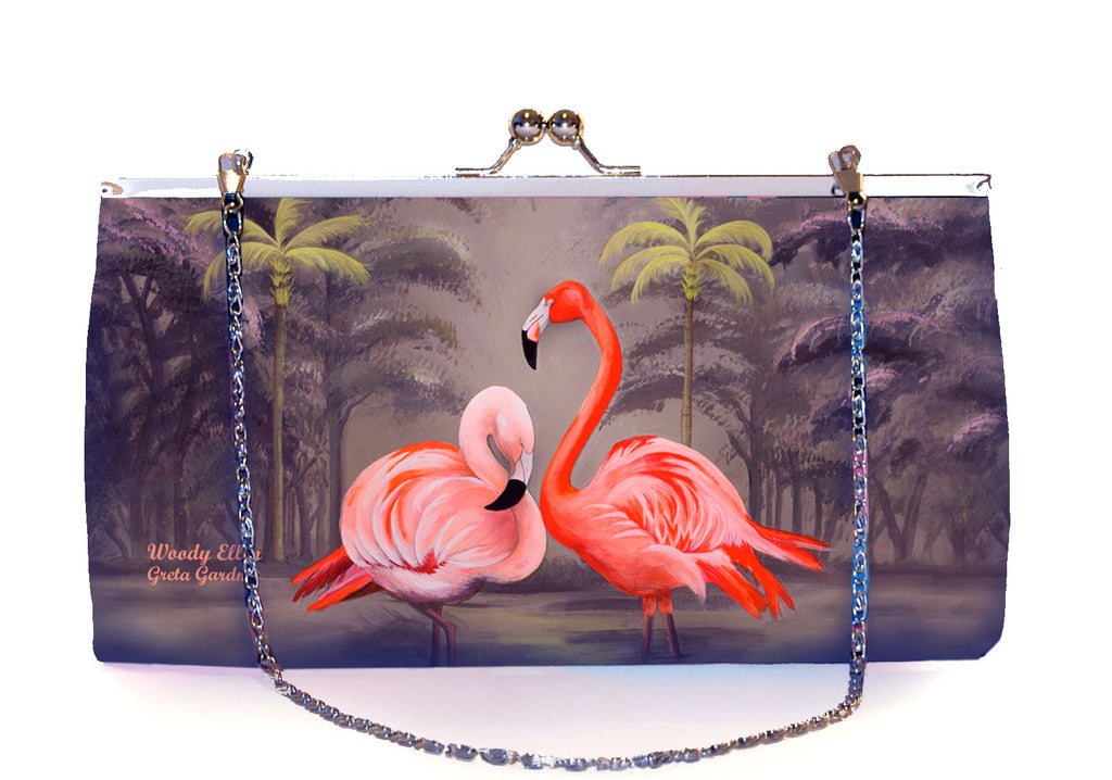 Retro clutch, clutch bag, Flamingo