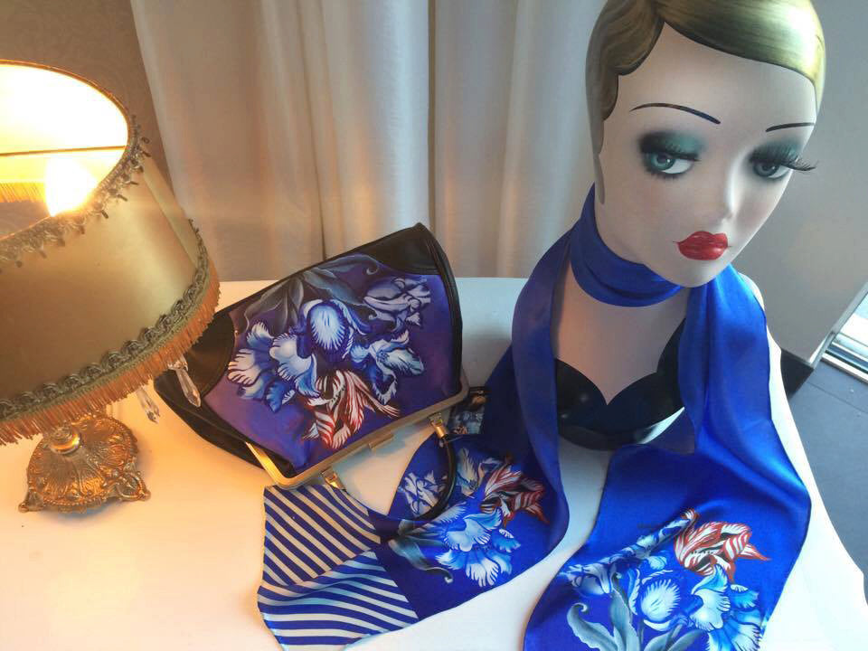 Handbag + Silk Scarf, 100% silk scarf,Porcelain bag,christmas,gift for her,gift for mom,Woody Ellen,christmas gifts,christmas gift ideas
