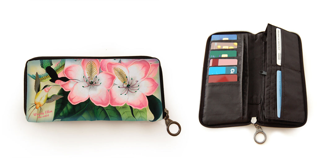 Retro wallet, vintage wallet, Libre, flower, kolibri, humming bird, gift for her, gift mom, valentine gift,christmas gift idea,floral wallet